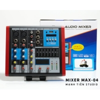 Bàn trộn âm thanh mixer max 04 - 4 kênh âm thanh nổi - Tích hợp bộ cân bằng Equalizer chuyên nghiệp - Kết nối dễ dàng với bluetooth