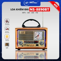 Đài Radio NS 8890BT - Loa Nghe Nhạc Bluetooth Khiêm Đài FM Cổ Điển, Đầy Đủ Chức Năng, Đồng Hồ, Âm Thanh Chất Lượng, Hỗ Trợ Thẻ Nhớ và USB Giá Siêu Rẻ