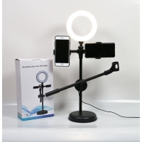 Đèn Livestream 4in1 Để Bàn Có Chân Đỡ Micro Live stream 2 Điện Thoại kèm đèn 16cm
