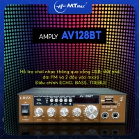 Amply Mini AV128BT - Bộ Khuếch Đại Công Suất Âm Thanh 200W, Đầu Vào 2 Mic BT 5.0 Bộ Thu Âm Thanh Kỹ Thuật Số Karaoke Hi-Fi Stereo Cho Gia Đình