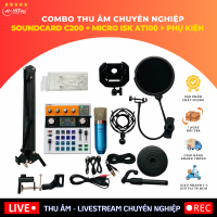 Combo Thu Âm, Livestream Chuyên Nghiệp Soundcard C200 - Micro ISK AT100 - Phụ Kiện, Phù Hợp Nhu Cầu Livestream, Thu Âm Bán Hàng, Học Tập, Giải Trí