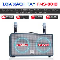 Loa Xách Tay Karaoke Temeisheng TMS8018 Công Suất Lớn 2 Bass 20 Âm Trầm Chắc Ấm Kèm 2 Micro Hát Nhẹ Vang Sâu