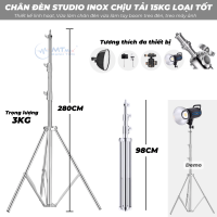 Chân Đèn Studio 8809 Inox Chịu Tải 15kg Loại Tốt Cao Tối Đa 2m8 Gấp Gọn Chỉ 98cm Dễ Dàng Mang Đi Tương Thích Đa Thiết Bị