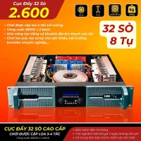 Cục Đẩy Công Suất 32 Sò 8 Tụ 2600 Màu Xanh Bạc Công Suất 1600W Chơi Được Cặp Loa 3 Tấc 4 Tấc Kết Hợp Loa Sub, Loa Array Cho Sân Khấu, Hội Trường, Karaoke Chuyên Nghiệp