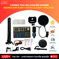 Combo Thu Âm, Livestream Chuyên Nghiệp Soundcard K300 + Micro AQTA ALC-290 - Phụ Kiện, Phù Hợp Livestream Bán Hàng, Thu Âm, Giải Trí, Chất Âm Mạnh Mẽ