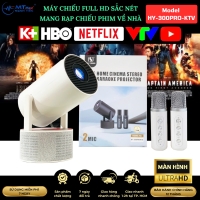 Máy Chiếu Mini Full HD HY-300Pro-KTV Độ Phân Giải Sắc Nét, Tự Động Lấy Nét, Android TV, Công Nghệ Chiếu LED, Kèm 2 Micro Không Dây Cao Cấp