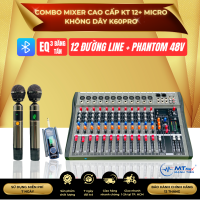 Combo Mixer Cao Cấp KT12 + Micro Không Dây Hiện Đại K60Pro, Cho Âm Thanh Cực Nét,  Thoải Mái Karaoke Gia Đình, Phòng Trà, Quán Bar, Tặng Kèm Dây Canon Ra Hoa Sen, Hàng Chính Hãng, Bảo Hành 12 Tháng