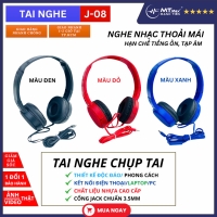 Tai Nghe Chụp Tai J-08 Hạn Chế Tiếng Ồn, Tạp Âm Từ Bên Ngoài, Đa Dạng Màu Sắc, Kết Nối Dễ Dàng Điện Thoại, Laptop, PC