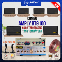 Combo Amply BT9100 Và 6 Cặp Loa Treo Tường, Âm Thanh Mini Cho Spa, Quán Cà Phê, Phòng Trà, Phòng Tập Thể Dục, Nhà Trường