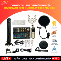 Combo Thu Âm, Livestream Chuyên Nghiệp Soundcard K300 - Micro AT-808 - Phụ Kiện, Dành Cho Thu Âm, Livestream Bán Hàng, Học Tập, Giải Trí