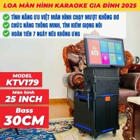 Loa Màn Hình Karaoke KTV179 Cao Cấp 2024 Màn Hình Lớn 25inch, Gập 180 độ, Bass 30 Siêu Uy Lực Kèm 2 Micro Pin Sạc Type C