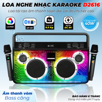 Loa Nghe Nhạc Karaoke D2616 Led RGB Nghe Nhạc Bass Căng Kèm 2 Micro Karaoke Hát Nhẹ