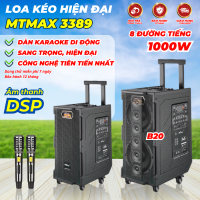 Cất Giọng Lên Sẽ Muốn Sở Hữu Ngay - Loa Kéo Siêu Cao Cấp MTMAX 3389 Chip DSP Siêu Hiện Đại, Dàn Karaoke Di Động, Loa 8 Đường Tiếng Bass đôi 20cm Công Suất Đến 1000W Kèm 2 Micro UHF Cao Cấp, Nhẹ Hơi, Nâng Giọng