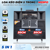 Loa Kéo Điện MTMAX M25Pro 5 Trong 1 Bass Đôi 50Cm Công Suất 1500W Trang Bị Đẩy 2 Kênh, Micro Đầu Thu Lớn, Vang, Nâng Tiếng