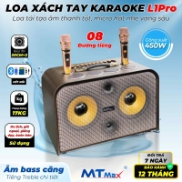 Loa Xách Tay Karaoke MTMAX DVD L1Pro 8 Đường Tiếng Bass Đôi 20cm Công Suất 450W Tiếng Bass Căng Chắc, Âm Treble Sáng Rõ Tiếng Kèm 2 Micro Hát Nhẹ Nâng Giọng Vang Sâu