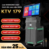 Loa Màn Hình Karaoke KTV179 Cao Cấp 2024 Màn Hình Lớn 25inch, Gập 180 độ, Bass 30 Siêu Uy Lực Kèm 2 Micro Pin Sạc Type C