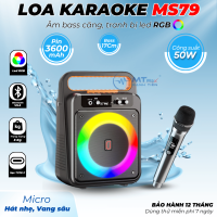 Loa Nghe Nhạc Karaoke MS79 Kèm Micro Bass17cm Led RGB Công Suất 50W Pin 3600mAh Dùng Karaoke Gia Đình, Giảng Dạy, Thuyết Trình Nhỏ Gọn Mang Du Lịch Picnic 