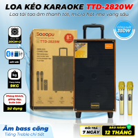 Loa Kéo TTD2820W Bass Đôi 20cm Thiết Kế Kiểu Dáng Gỗ Sang Trọng Công Suất 350W Kết Nối Bluetooth USB Thẻ Nhớ AUX 6Ly Kèm 2 Micro Hát Nhẹ