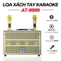 Loa Xách Tay Karaoke AT9999 Bass 20 Hệ Thống 6 Loa 3 Đường Tiếng Âm Bay Bổng Kèm 2 Micro Hát Nhẹ