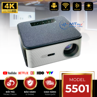 Máy Chiếu Mini 4K 5501 Tự Động Lấy Nét Android TV 9 Cho Phép Tải Các App (Youtube, Netflix, VTV,. .) Kết Nối Wifi, Loa, Bluetooth, Cổng Usb, Cổng HDMI, Cổng 3.5, . . Bảo Hành 12 Tháng