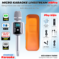 Micro Bluetooth Karaoke H9Pro Vừa Karaoke Vừa Livestream Đầy Đủ Dây Jack Kết Nối Đi Kèm Hộp Đựng Cao Cấp Chống Sốc, Công Nghệ Xử Lý Âm Thanh DSP