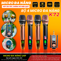 Bộ 4 Micro Không Dây Đa Năng MTMAX K72 - Hút Âm Tốt, Chống Hú Hiệu Quả - Sạc Pin Ngay Trên Mic – Đầu Thu Xoay 90 Độ