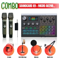Combo Karaoke Thu Âm Livestream - Soundcard X9 + Micro Chính Hãng AK298 + Tai Nghe K9 + Full Phụ Kiện Đi Kèm Hỗ trợ thu âm, karaoke online chuyên nghiệp