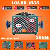 Loa Xách Tay Karaoke 2025 BB1038 Bass20 Ấm Uy Lực Công Suất 200W Hệ Thống 4 Loa 3 Đường Tiếng Bass, Trung, Treble Âm Thanh Đa Hướng Bộ Nút Chỉnh Dạng Kim Cương Sang Trọng Kèm 2 Micro Hát Nhẹ Vang Sâu