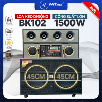 Loa Kéo MTMax BK102 Pro Bass Đôi 45cm Siêu Khủng  Công Suất 1500W Thiết Kế Độc Đáo Kèm 2 Micro Cao Cấp