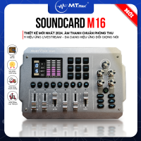 SoundCard M16 - Thu Âm Livestream Tại Nhà Dễ Dàng, Bluetooth 5.0, Có Nguồn Micro 48V, 9 Hiệu Ứng Âm Thanh, Thay Đổi Giọng Nói, Điều Chỉnh Bass Mid Treble