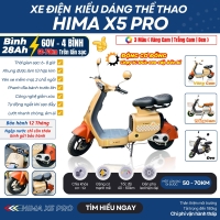 Xe Đạp Điện Cao Cấp Hima X5 Pro - Xe Điện Hiện Đại Dành Cho Học Sinh, Sinh Viên, Nhiều Lứa Tuổi, Tốc Độ 40 - 60KM/H, Một Lần Sạc Chạy Đến 70KM, Trang Bị Đầy Đủ Tính Năng