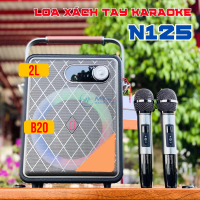Loa Hay Nhất 2024 | Loa xách tay karaoke N125 Bass20 Đèn LED nhiều màu Kèm 2 micro karaoke Kết Nối Bluetooth 5.0, USB, AUX, Thẻ Nhớ, Cổng Micro, OTG Sạc DC15V 