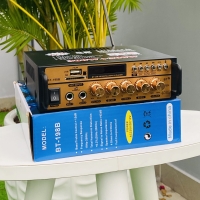 Amply Mini Cao Cấp BT-198B, Hổ Trợ Bluetooth 5.0,  Công Suất Ra Loa 300W + 300W Mạnh Mẽ, Đa Chức Năng, Có Echo, Dễ Dàng Sử Dụng, Tích Hợp FM, 2 Cổng Mic Hát Công Suất Lớn,Amly Hát Karaoke Thoải Mái