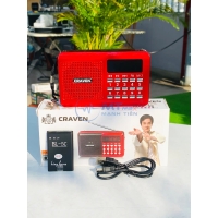 Đài Radio FM Craven CR 16 Máy Nghe Đài Radio Trên Sóng FM Kiểu Dáng Sang Trọng,  Tân Cổ Điển, Âm Thanh Sống Động, Sắc Nét, Bắt Sóng Nhạy