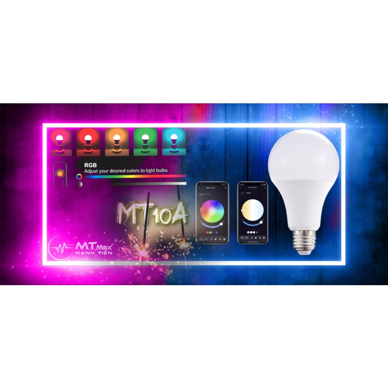 Đèn led đa năng MTMAX MT10A 16 triệu màu sắc quay tiktok giá rẻ đổi màu bằng điều khiển tặng kèm đui đèn