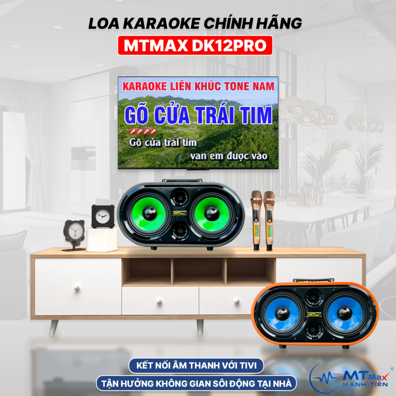 Loa Karaoke Xách Tay Mới Nhất 2024 - MTMAX DK12Pro - Loa 3 Đường Tiếng Công Suất Lớn 500W, Bass Đôi 2 Tấc, Âm Thanh Mạnh Mẽ, Đi Kèm 2 Micro Cao Cấp, Bảo Hành Chính Hãng 12 Tháng