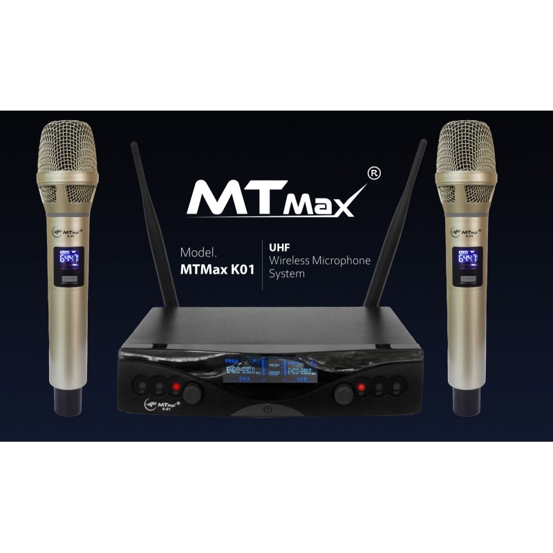 Micro không dây MTMax K01 - Mic karaoke gia đình, sân khấu - Độ nhạy cao, bắt sóng xa, chống hú rít