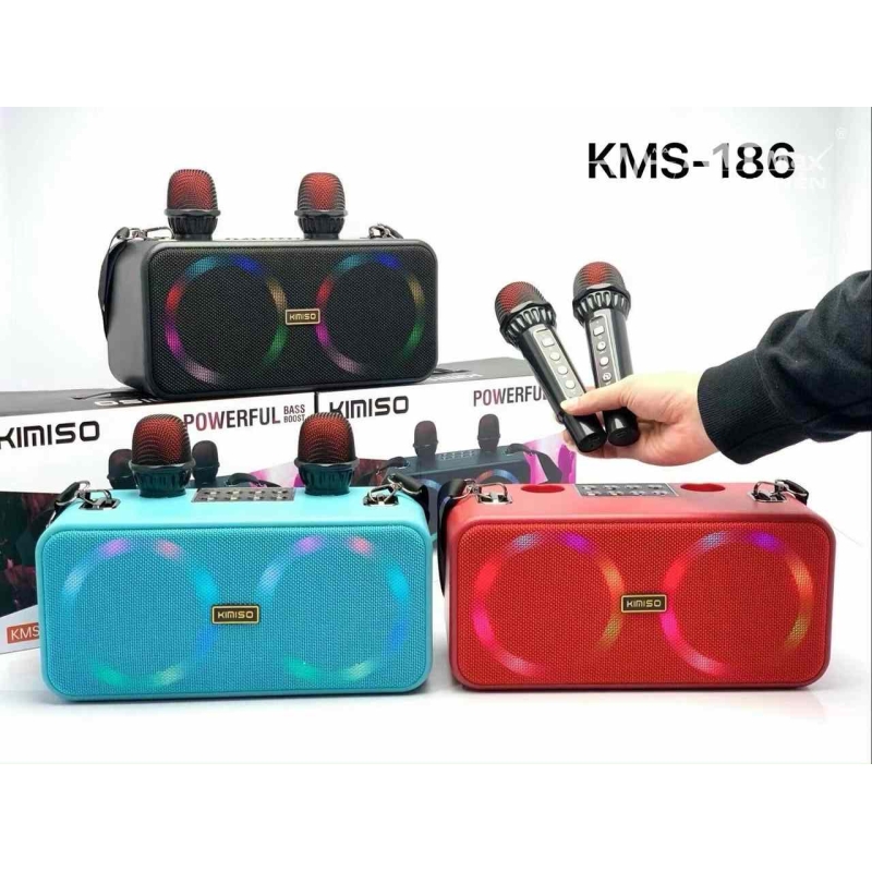 Loa karaoke mini KMS 186 bluetooth kèm 2 micro
