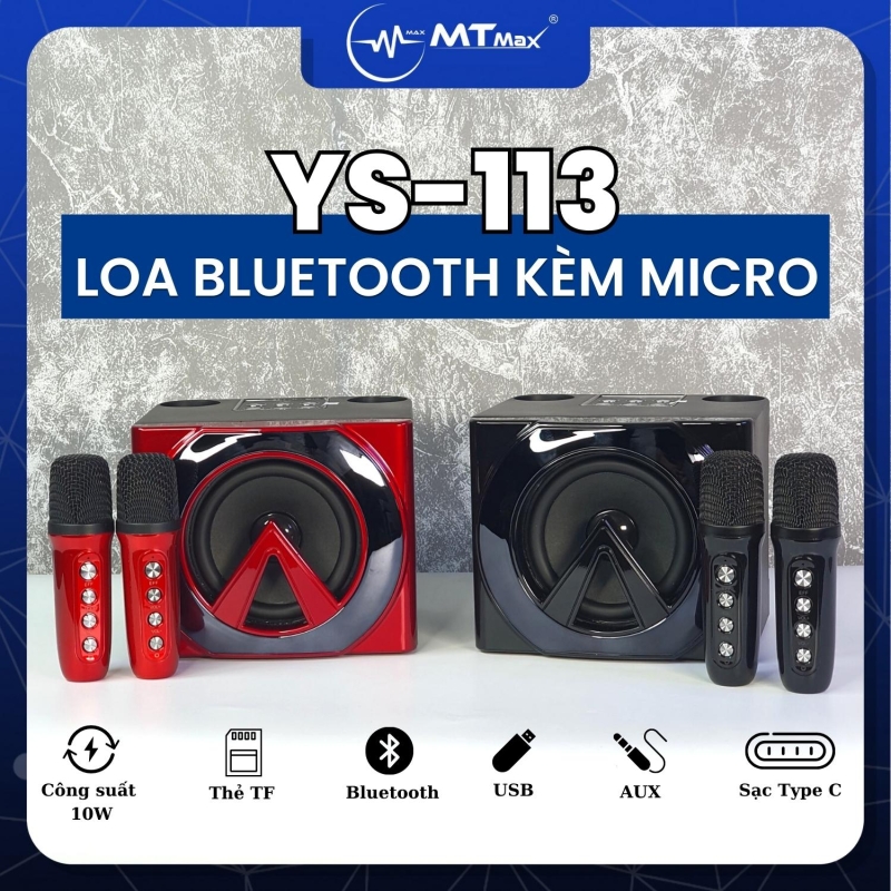 Loa Karaoke YS113 - Kèm 2 Micro Không Dây, Nhiều Chế Độ Đổi Giọng Âm Thanh Sống Động.