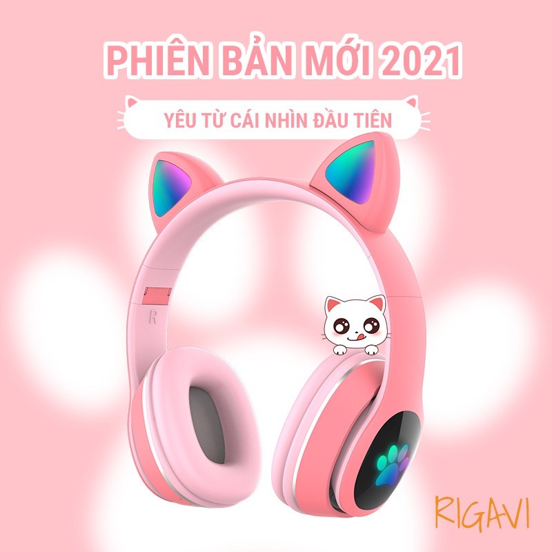Tai nghe mèo VZV 23M – Có đèn led – Kết nối bluetooth 5.0 - Tai headphone có micro