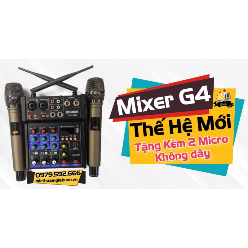 Bàn trộn Mixer G4 USB - Có bluetooth 5.0 - Chuyên dùng livestream, karaoke gia đình