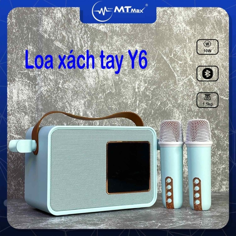 Loa Bluetooth Y6 - Đèn Led Nháy Theo Nhạc - 2 Micro Không Dây -  Đa Dạng Cổng Kết Nối