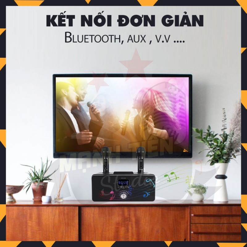 Loa karaoke bluetooth SD 309 - Tặng kèm 2 micro không dây có màn hình LCD - loa mắt cú cao cấp nhất