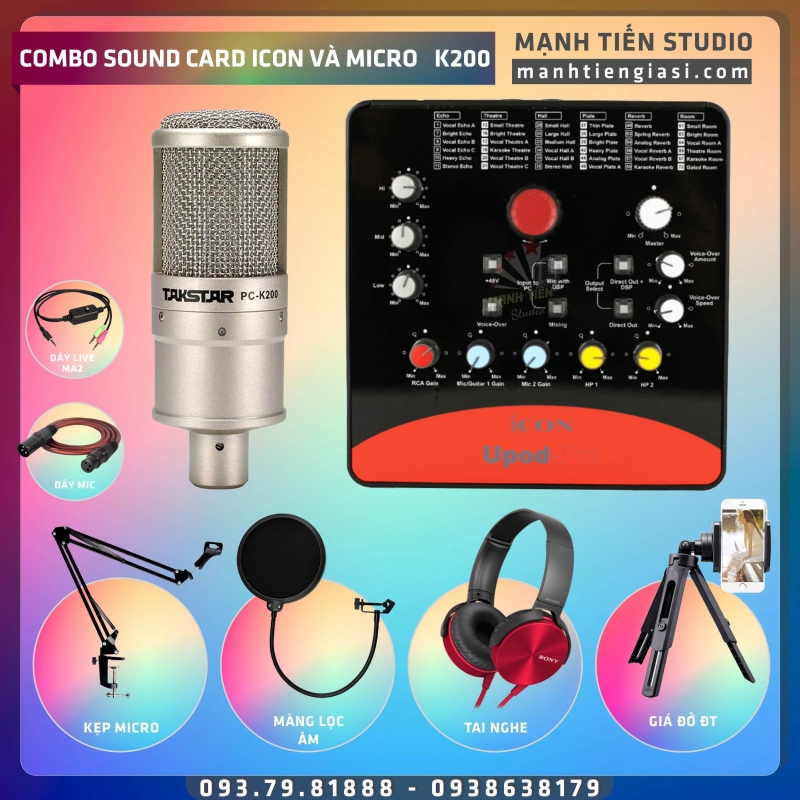 Combo Sound Card ICON UPOD Và Micro K200