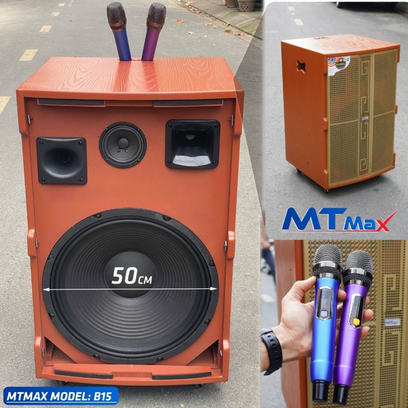 Loa kéo di động MTMax B15 - Loa karaoke 3 đường tiếng bass 5 tấc, 1 mid, 2 treble - Công suất 1000W
