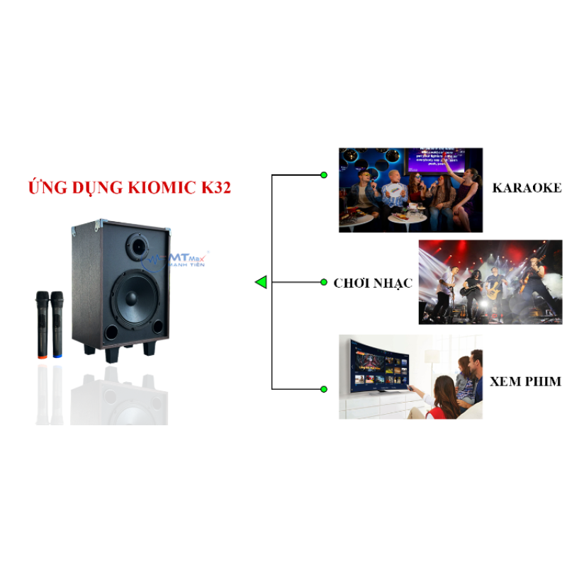 Loa Karaoke Kiomic K32 - Loa Xách Tay Bluetooth Cao Cấp Giá Rẻ Bass 20Cm Chất Âm Mạnh Mẽ Uy Lực Tặng Kèm 2 Micro Không Dây và Kẹp Điện Thoại L7 Bảo Hành 6 Tháng