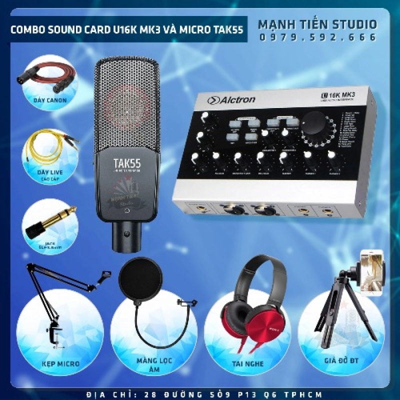 Combo Sound Card U16K MK3 Bluetooth Và Micro TAK55