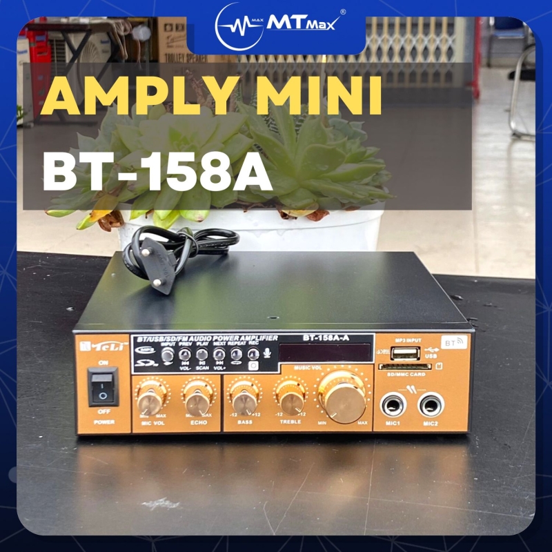 Amply Mini BT 158A - Hỗ Trợ Bluetooth 5.0, Đa Chức Năng, Điều Chỉnh Echo Treble Bass