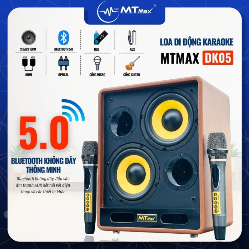 Siêu Phẩm MTMAX DK05, Loa Di Động Làm Siêu Lòng Bao Nhiêu Con Tim, Trang Bị 2 Bass, 2 Treble Đầy Đủ Kết Nối Bluetooth, HDMI, Optical, Cổng Guitar, Cổng Micro, TF