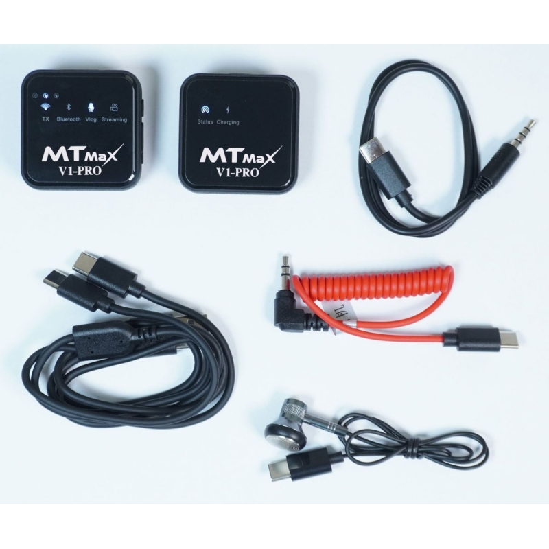 Micro cài áo Wireless MTMax V1-Pro - Mic thu âm không dây kết hợp Sound Card - Lấy nhạc bluetooth